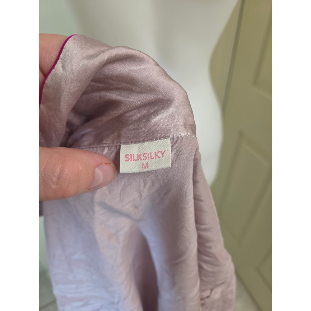 Silksilky 100% Silk Pajama Set Womens Medium Dusty Rose Pink Short Sleeve Shorts - Picture 2 of 12